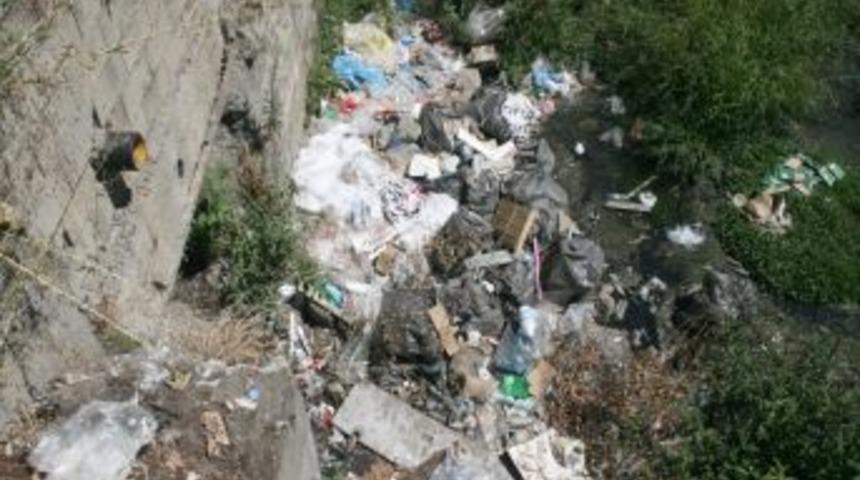 Zonguldak'ta şehrin ortasından ge&ccedil;en dereye &ccedil;&ouml;p ayıbı