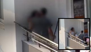 Bir kadının yardım &ccedil;ığlığı... Elindeki sopayla balkonda dakikalarca d&ouml;vd&uuml;! 