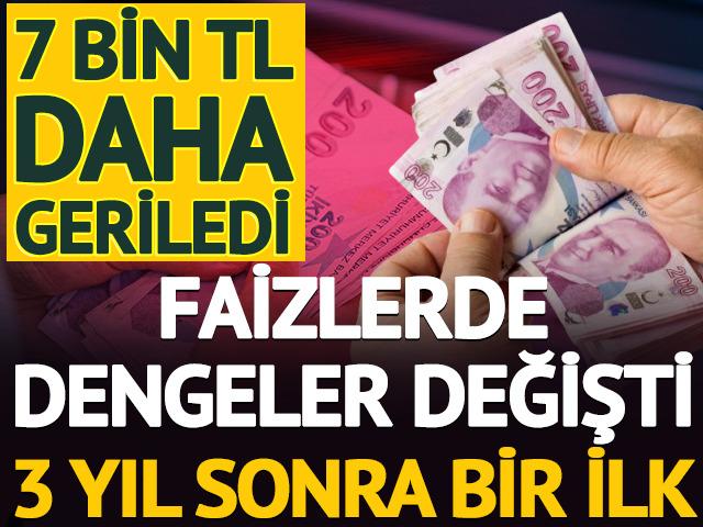 Faizlerde dengeler değişti! 3 yıl sonra bir ilk: 7 bin TL daha geriledi