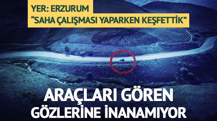 Erzurum'da gizemli yol! Arabalar kendi kendine yokuş &ccedil;ıkıyor