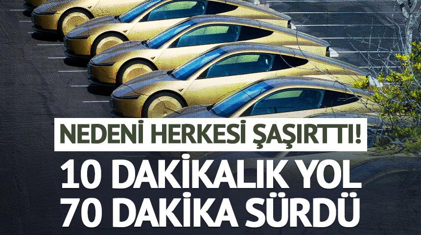 S&uuml;r&uuml;c&uuml;s&uuml;z Tesla'ya bindi, 10 dakikalık yol 70 dakika s&uuml;rd&uuml;!