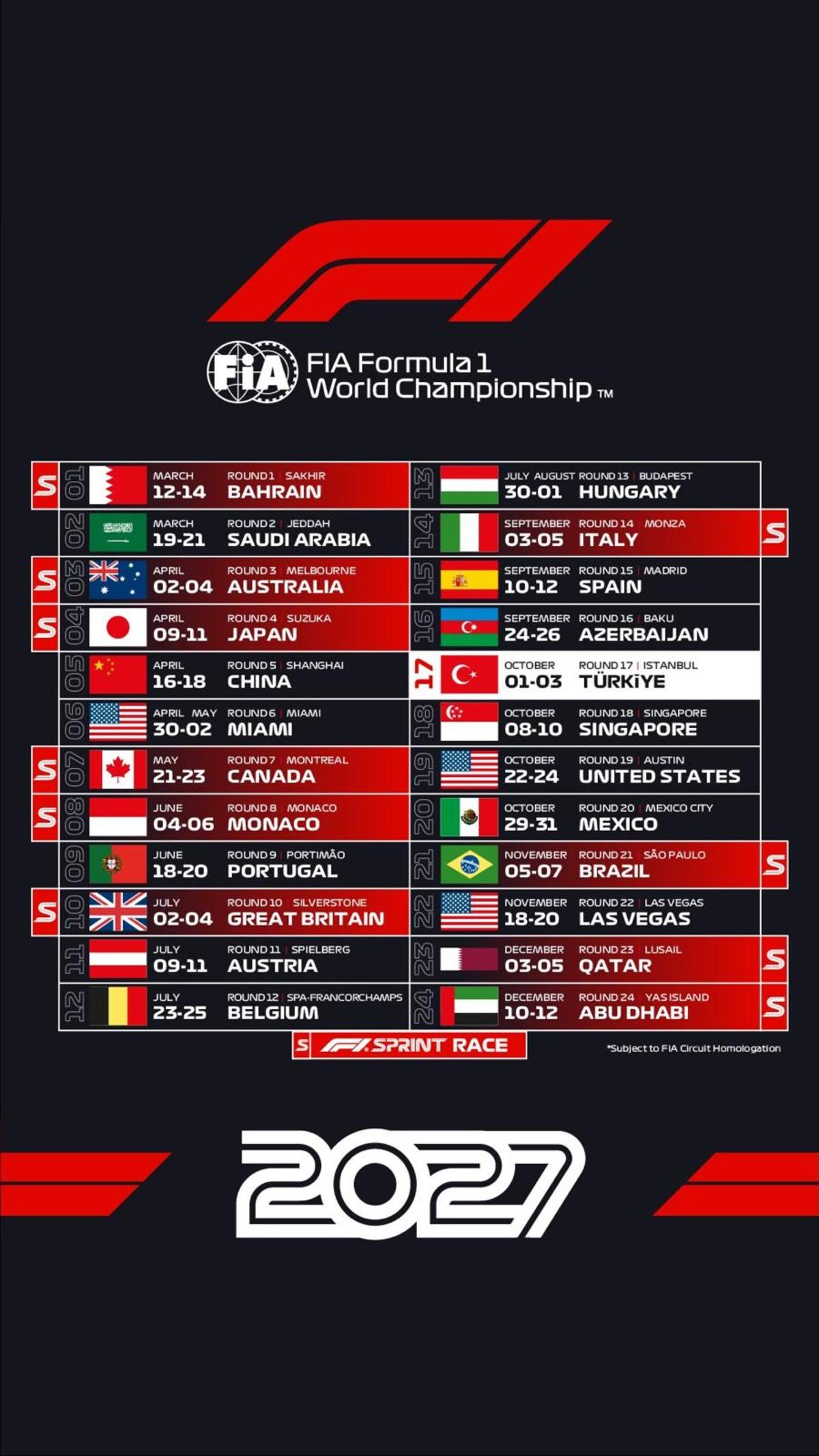 Formula 1 de 2027 takvimi belli oldu! İşte Türkiye GP sinin tarihi 10