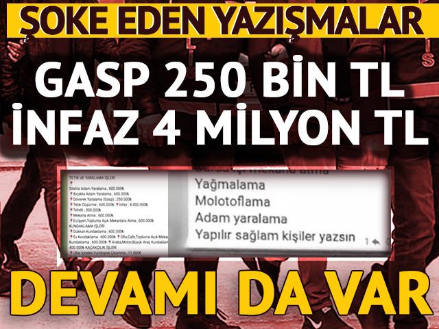 Şoke eden yazışmalar! Gasp 250 bin TL, infaz 4 milyon TL 