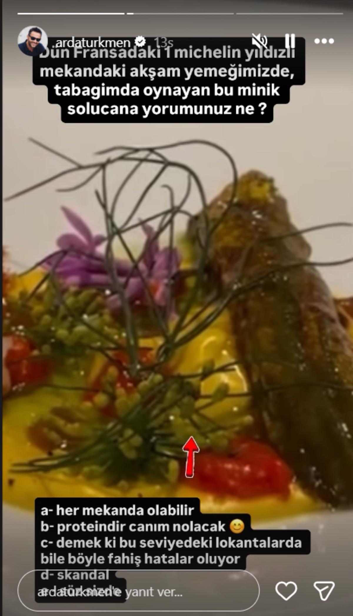 Arda Türkmen'in gittiği Michelin yıldızlı restoranda tabağından solucan çıktı! Garsonun yanıtı şoke etti