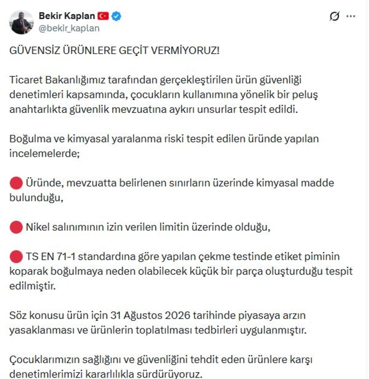 Yasaklandı! Bakanlık harekete ge&ccedil;ti: Risk taşıyan &uuml;r&uuml;n toplatılıyor 2