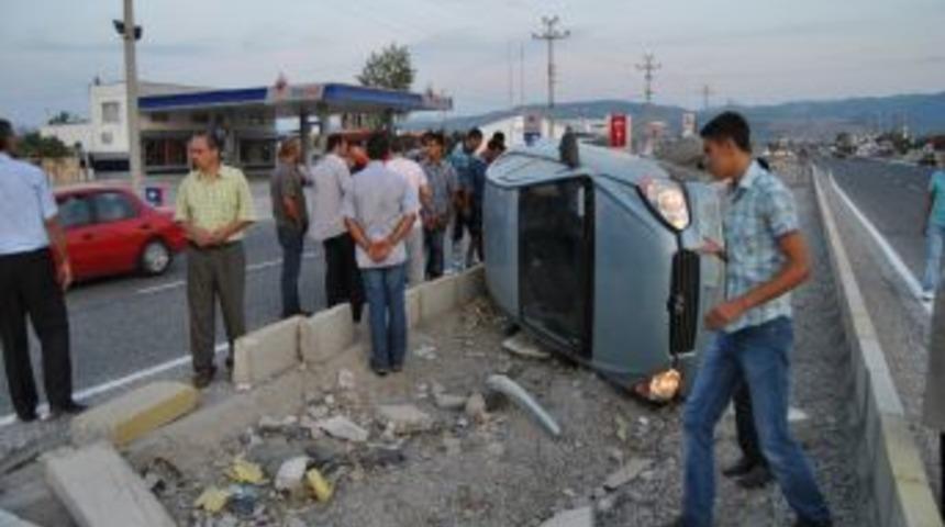 U&ccedil;ağa yetişmek isterken kaza yaptı