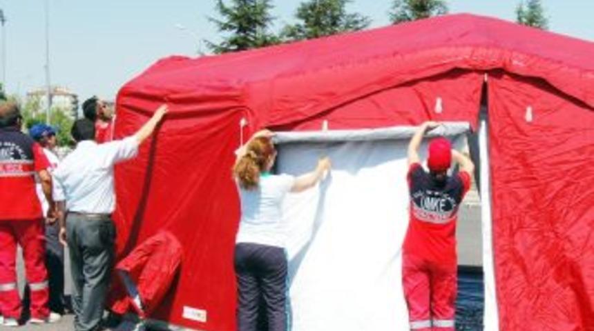 Sağlık Bakanlığı Kayseri'ye 400 kişi kapasiteli sahra hastanesi g&ouml;nderdi