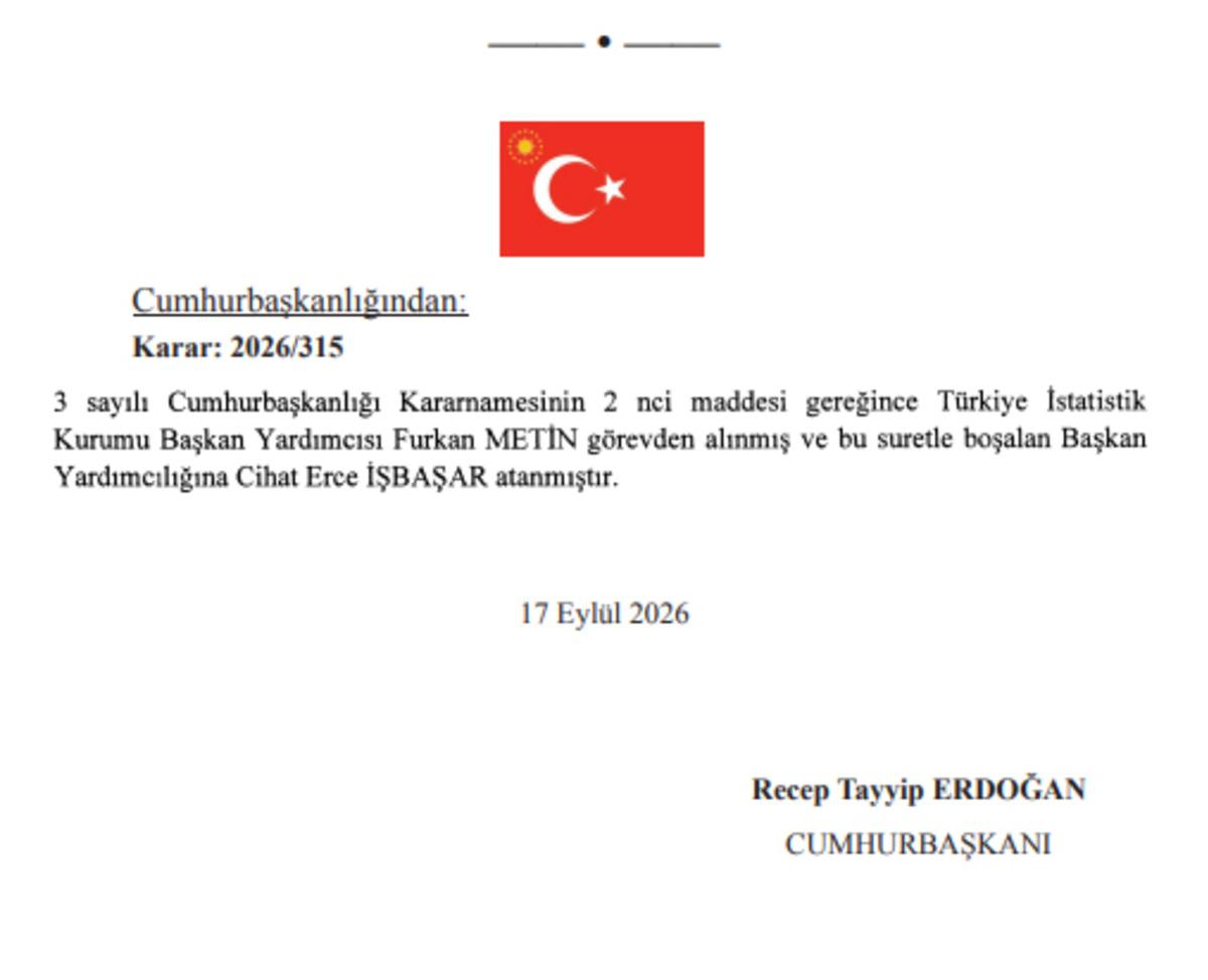 T&Uuml;İK te g&ouml;rev değişimi: Başkan Yardımcısı g&ouml;revine Cihat Erce İşbaşar atandı 1