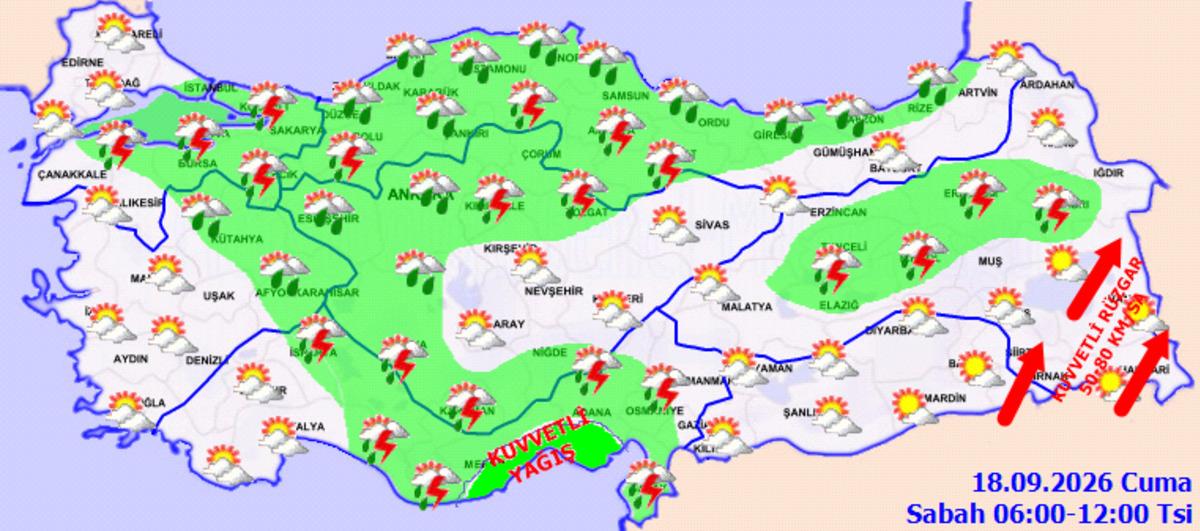 Şemsiyeleri hazırlayın! Meteoroloji den il il sarı kodlu uyarı: Kuvvetli yağış geliyor 1