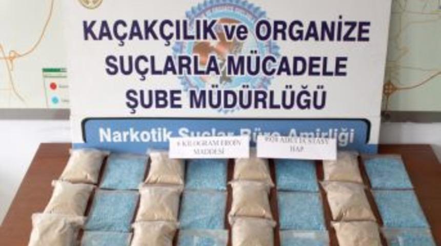 Gaziantep polisi, 6 kilo eroin ile 10 bin adet uyuşturucu hap ele ge&ccedil;irdi