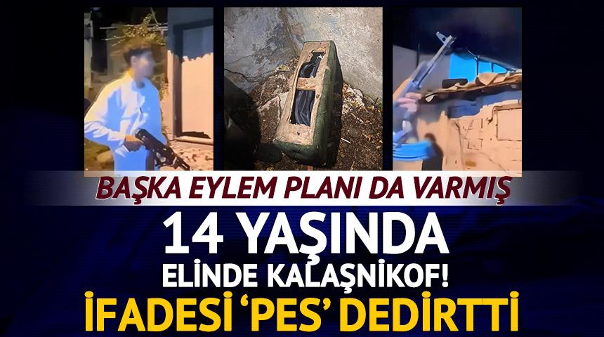 14 yaşında, elinde kalaşnikof!