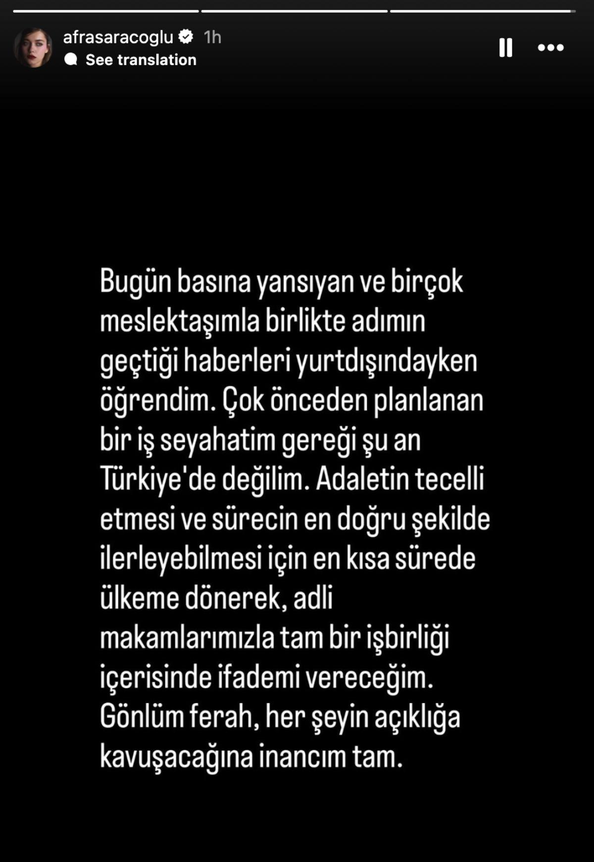 18 isim için gözaltı kararı verilmişti! Afra Saraçoğlu ndan açıklama geldi 2