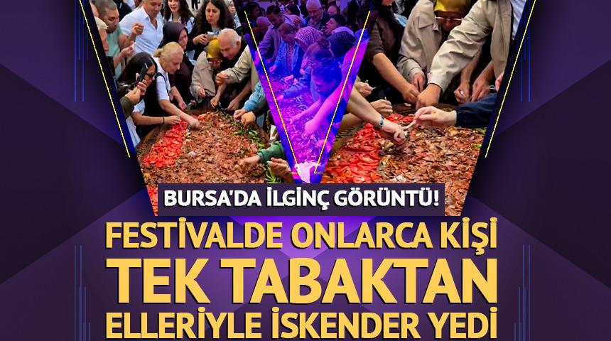Festivalde onlarca kişi tek tabaktan elleriyle iskender yedi