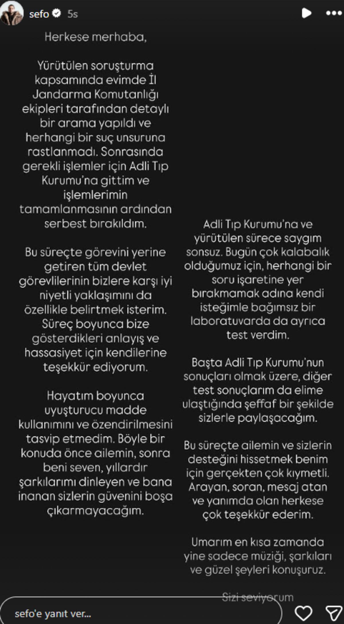 Uyuşturucu operasyonunda gözaltına alınmıştı! Sefo dan açıklama gecikmedi 3
