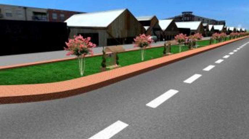 Kepez 75. Yıl Caddesi'nde peyzaj d&uuml;zenlemesi başladı