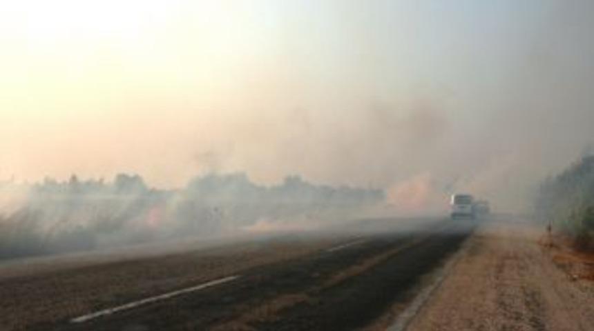 Anız yangını dumanı trafiği tehlikeye sokuyor