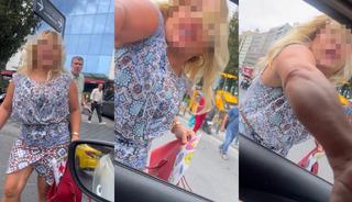 Korna &ccedil;alınca &ccedil;ılgına d&ouml;nd&uuml;! Kadın s&uuml;r&uuml;c&uuml;ye b&ouml;yle saldırdı