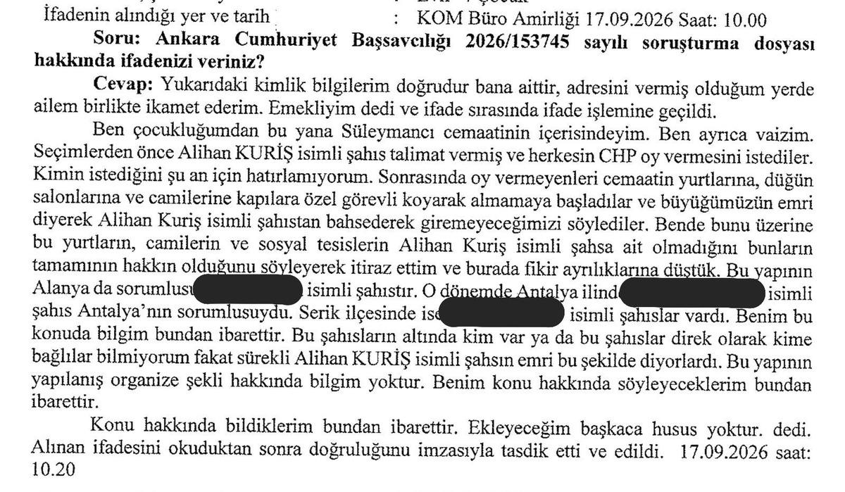 Kuriş &ouml;rg&uuml;t&uuml; hakkında dikkat &ccedil;eken iddia: "CHP ye oy vermeyenler aforoz edildi" 1