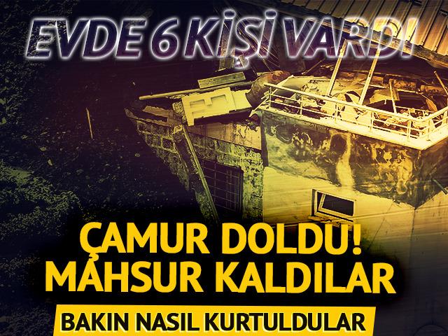 6 kişilik ailenin evi &ccedil;amur doldu, mahsur kaldılar! Pencere sayesinde hayata tutundular