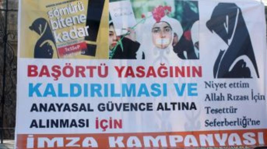 Baş&ouml;rt&uuml;s&uuml; yasağının kaldırılması i&ccedil;in imza kampanyası başlatıldı