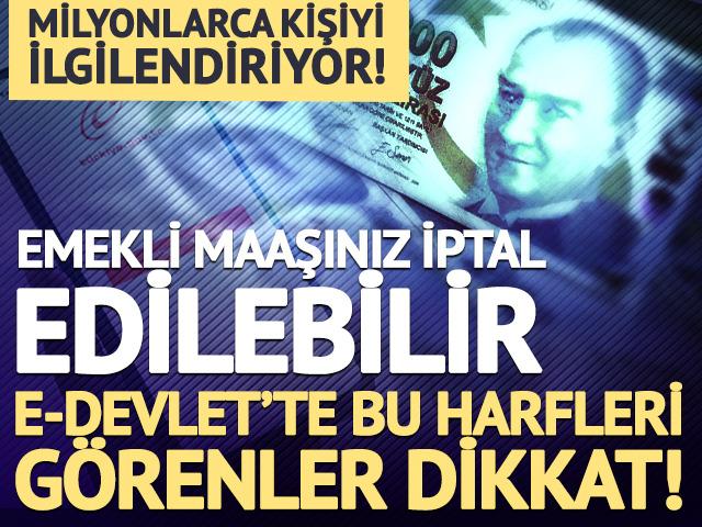 e-Devlet&rsquo;te bu harfleri g&ouml;renler dikkat! Emekli maaşını riske atabilir