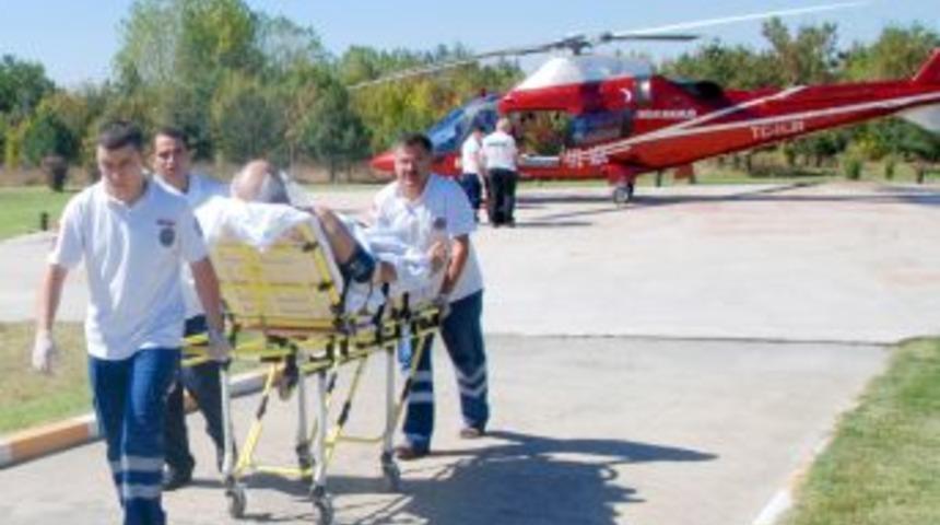 Pankreas hastası &Ccedil;anakkale'den ambulans helikopterle Edirne'ye getirildi