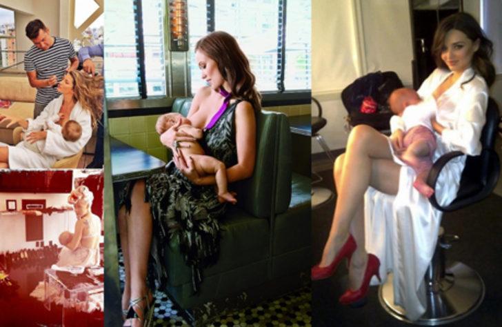 Emzirirken poz veren &uuml;nl&uuml; anneler