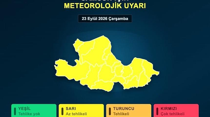 Samsun&rsquo;da &lsquo;sarı kodlu&rsquo; uyarı
