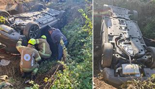 Bursa&rsquo;da otomobil dere yatağına u&ccedil;tu: 5 yaralı