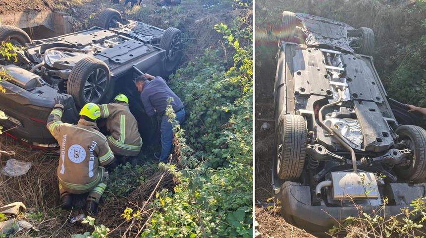Bursa&rsquo;da otomobil dere yatağına u&ccedil;tu: 5 yaralı