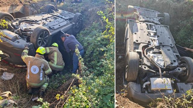 Bursa’da otomobil dere yatağına uçtu: 5 yaralı