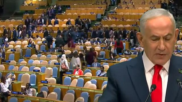 Netanyahu BM'de boş salona konuştu