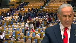 BM Genel Kurulu'nda konuşma yapan İsrail Başbakanı Netanyahu'ya şok tepki: Salonu terk ettiler