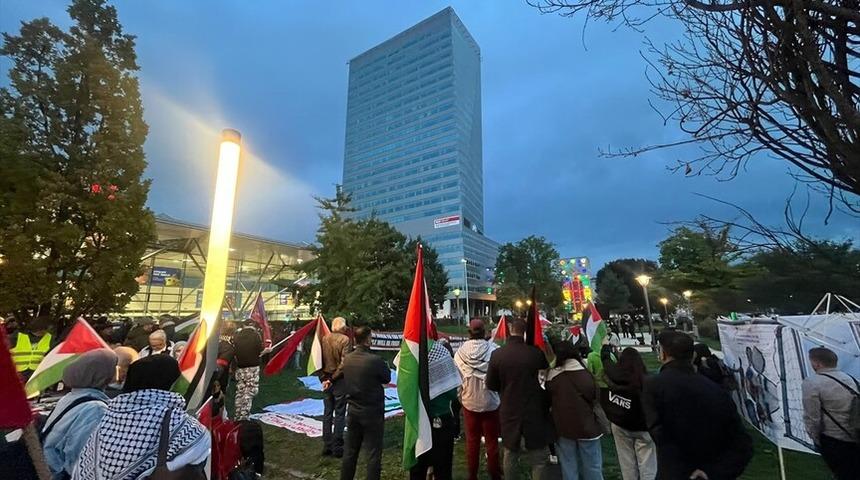 İsrail, Avusturya-İsrail ma&ccedil;ı &ouml;ncesi Linz kentinde protesto edildi