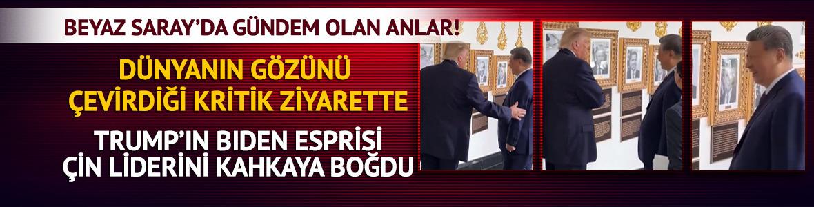 Beyaz Saray'da dikkat &ccedil;eken anlar! &Ccedil;in lideri kahkahaya boğuldu