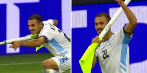 İsrailli futbolcudan skandal gol sevinci! Korner direğini silah yapıp sahayı taradı