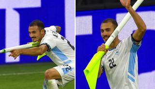İsrailli futbolcudan skandal gol sevinci! Korner direğini silah yapıp sahayı taradı