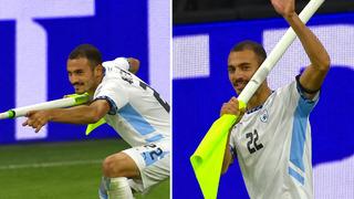 İsrailli futbolcudan olay yaratan gol sevinci! Korner direğini yerinden söktü...