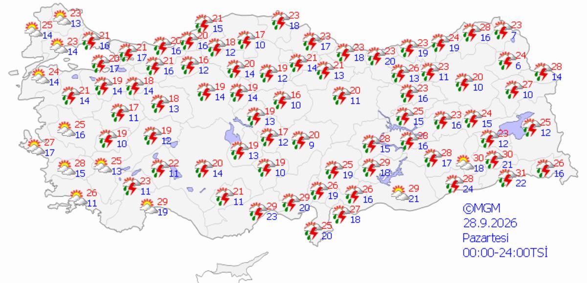 Karadeniz ve Doğu ya kuvvetli geliyor! Meteoroloji uyardı: Pazartesi g&uuml;n&uuml; harita kırmızıya d&ouml;n&uuml;yor 4