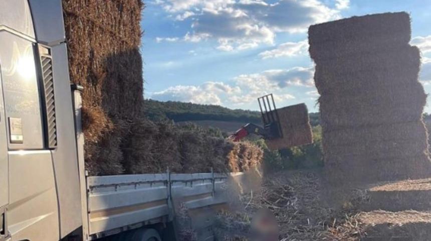 Tekirdağ&rsquo;da Saman balyaları devrildi, 57 yaşındaki adam hayatını kaybetti