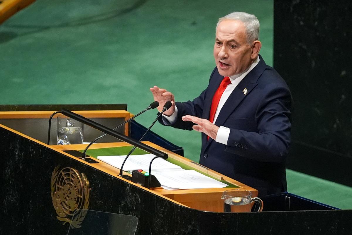 Netanyahu yu dinleyenlere Azerbaycan da katıldı! BM Genel Kurulu nda tarihi anlar: İran ın protestosunda  Kasım S&uuml;leymani  detayı 1