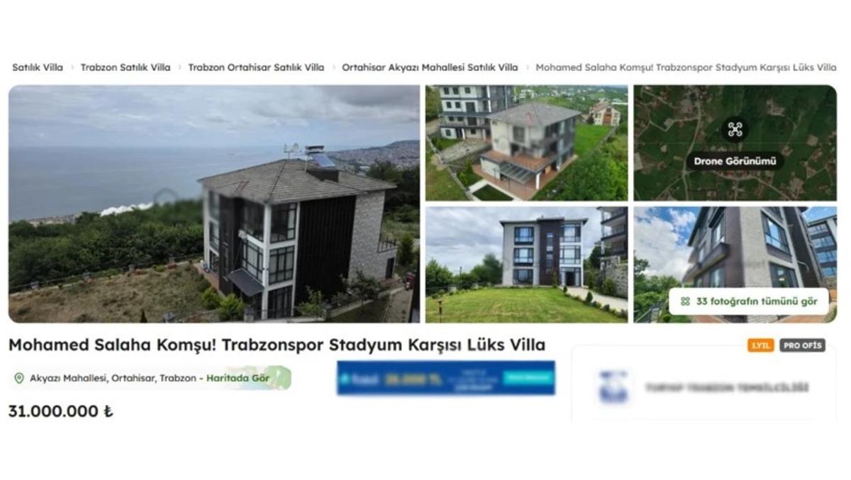 Salah ın adı 31 milyon TL lik villa ilanında kullanıldı! Trabzonspor olaya el attı 2