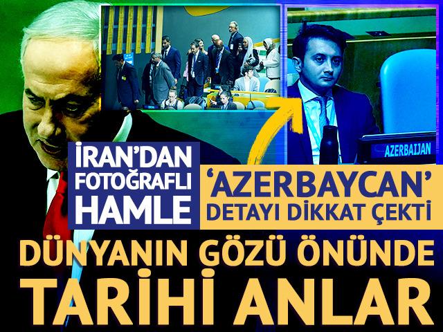 Netanyahu'yu dinleyenlere Azerbaycan da katıldı! BM Genel Kurulu'nda tarihi anlar: İran'ın protestosunda 'Kasım S&uuml;leymani' detayı