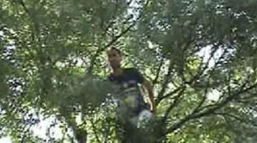 Eşi evi terk edince ağaca &ccedil;ıktı