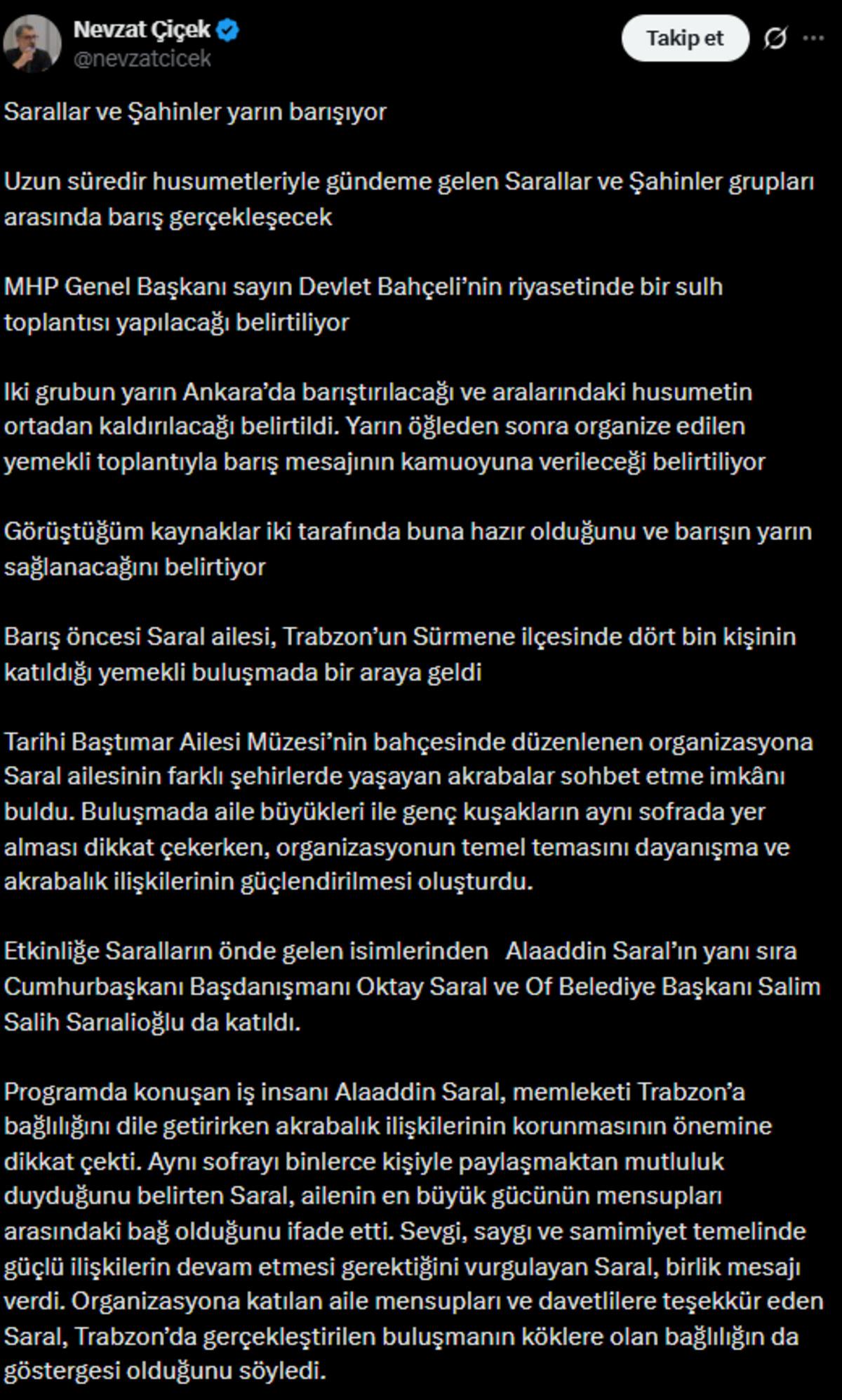 Sarallar ve Şahinler barış masasında: Devlet Bahçeli’nin girişimiyle kritik buluşma 6