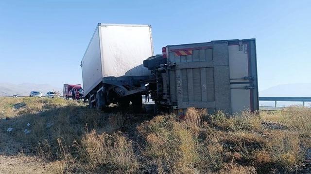 Iğdır’da eşeğe çarpmamak için manevra yapan kamyon kaza yaptı