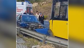 Başakşehir'de İETT otob&uuml;s&uuml; otomobille &ccedil;arpıştı: 3 yaralı