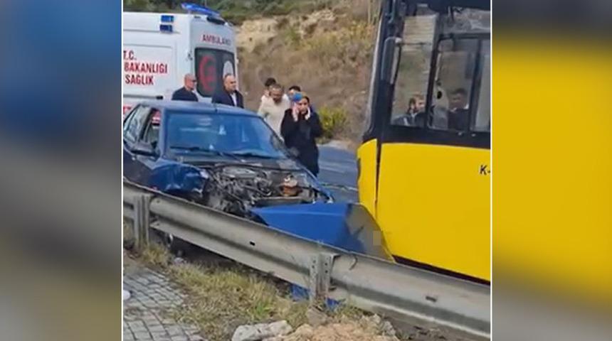 Başakşehir'de İETT otob&uuml;s&uuml; otomobille &ccedil;arpıştı: 3 yaralı