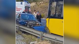 Başakşehir'de İETT otobüsü otomobille çarpıştı: 3 yaralı