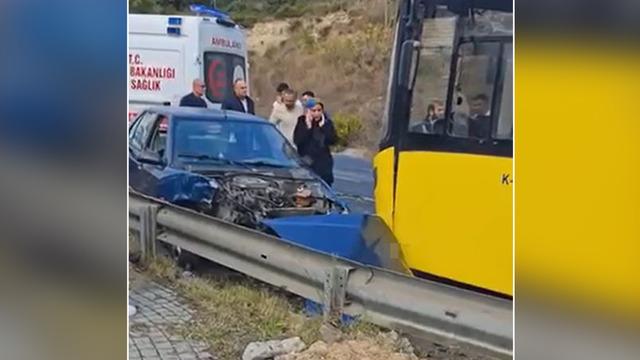 Başakşehir'de İETT otobüsü otomobille çarpıştı: 3 yaralı